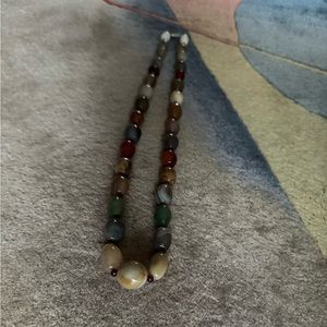 Natural agate and garnet stones neckless